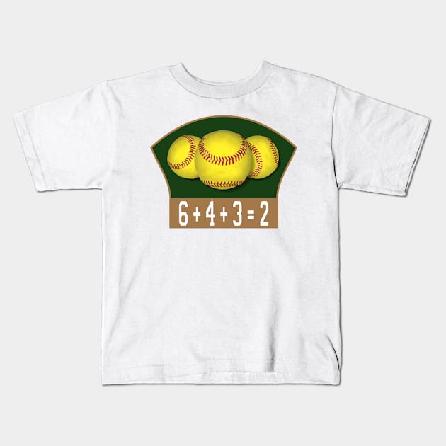 Softball 6+4+3=2 Double Play Kids T-Shirt by The Stuff Company